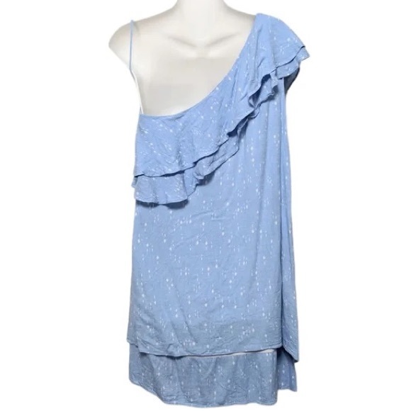 Charles Henry One Shoulder Diamond Dots light Blue Dress, Size M - Picture 7 of 16